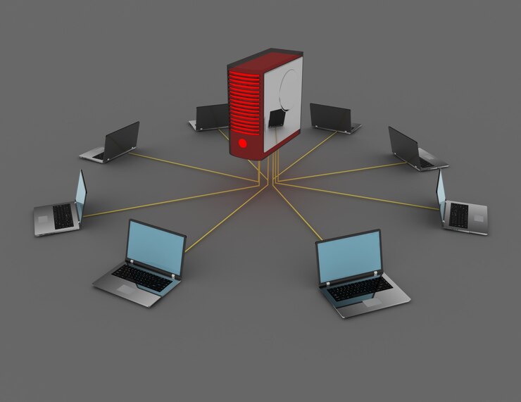 Photo computer network concept . 3d rendered illustration