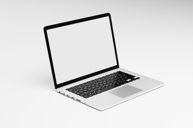 Computer portatile su sfondo bianco