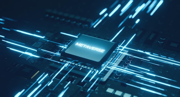 computer processing unit  cpu with labeled metaverse