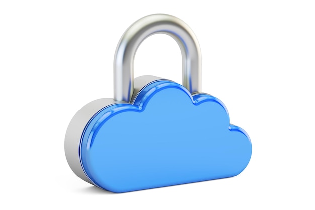 Computing Cloud Padlock Concetto di sicurezza e protezione rendering 3D