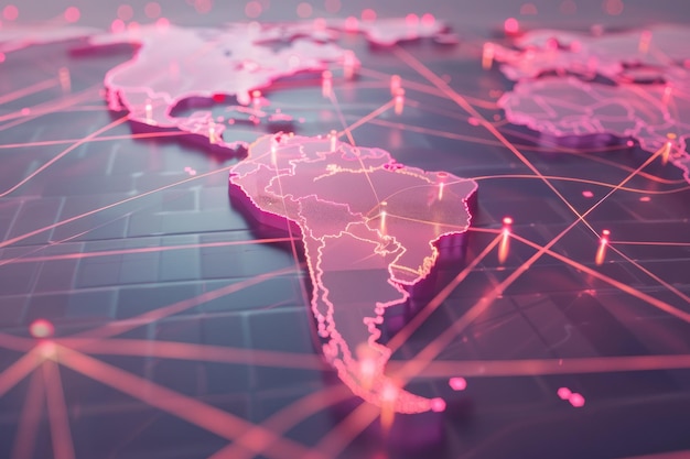 Comunicazione globale e connessioni internazionali mappa del mondo con linee e punti collegati
