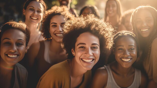 Comunità Gruppo di persone squadra diversità concetto sorridente Generativo Ai