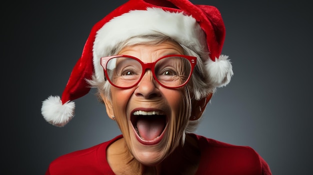 Con il cappello di Babbo Natale Un uomo bello è in studio contro uno sfondo colorato