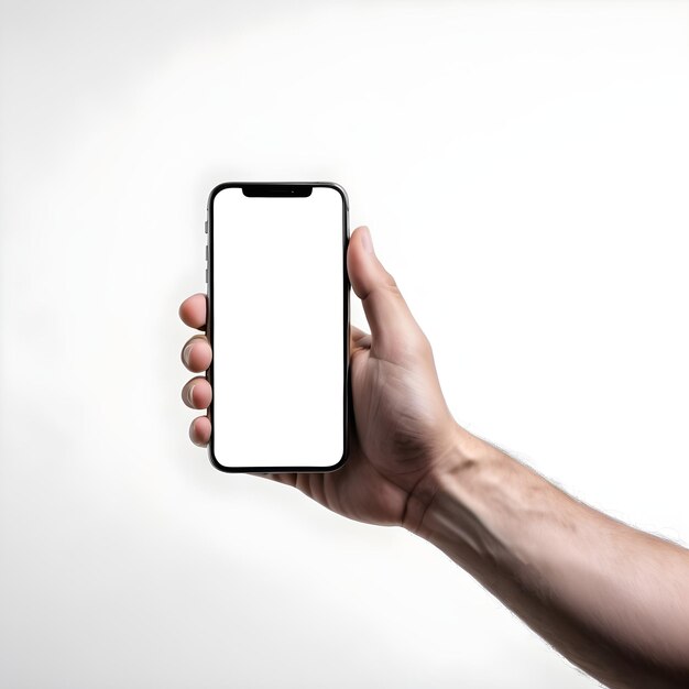 con lo smartphone isolato bianco