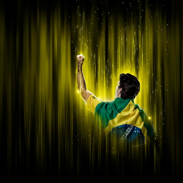 Con una bandiera brasiliana sulla schiena