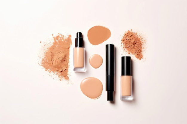 Concealer liquido e creme correttive per la bellezza del viso elegantemente esposte