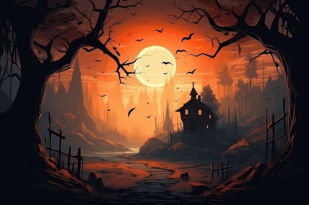 Concept art per l'immagine di sfondo della notte di Halloween ai generativa