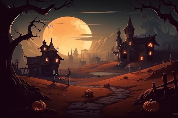 Concept art per l'immagine di sfondo della notte di Halloween ai generativa