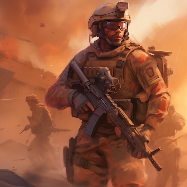 Concept Art Soldato dell'esercito in missione AI