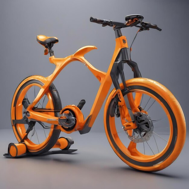 Concept bike di salute con ruote arancione sfondo di rendering 3d
