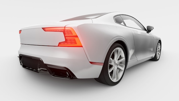 Concept car sport premium coupé Plugin hybrid Automobile bianca su sfondo bianco 3d rendering