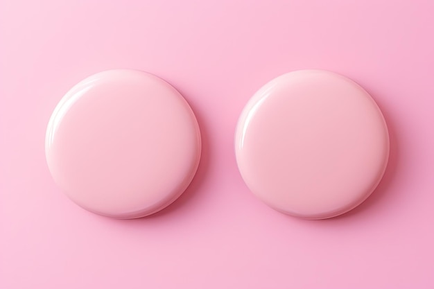 Concept del mese di consapevolezza del cancro al seno Coperchi in ceramica rosa su sfondo rosa che assomigliano al seno femminile