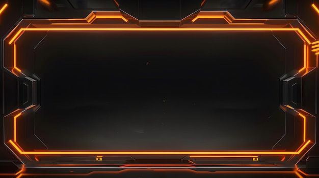 Concept di confine dello schermo video con sovrapposizione arancione al neon elegante su sfondo nero