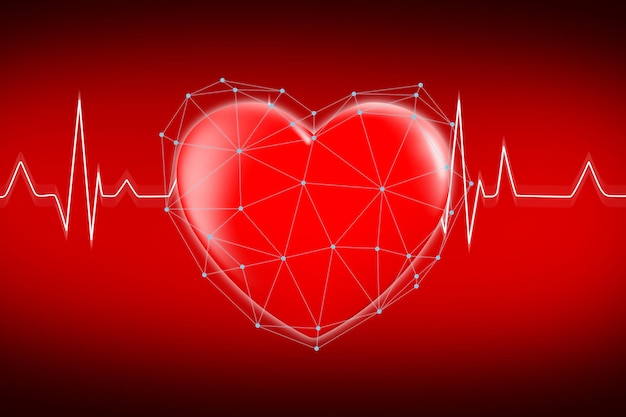 Concept di cura della salute del cuore Proteggiati con uno scudo grafico 3D Illustrazione 3D Rendering