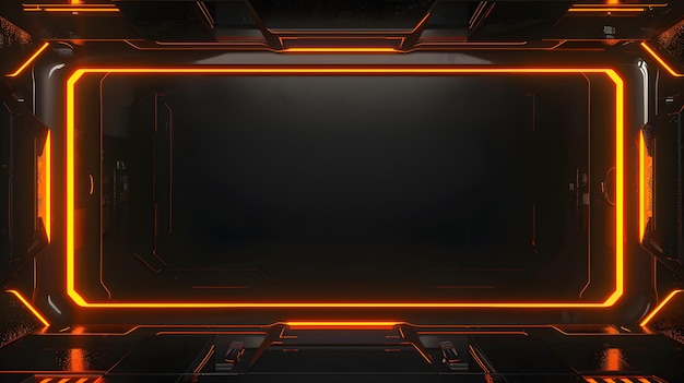 Concept di frame di interfaccia dello schermo video overlay di live stream nero e arancione elegante