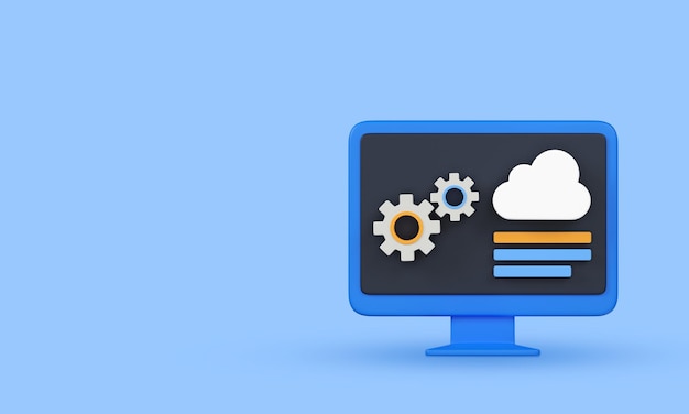 Concept di ottimizzazione SEO illustrazione 3D sullo schermo del computer icona SEO 3D