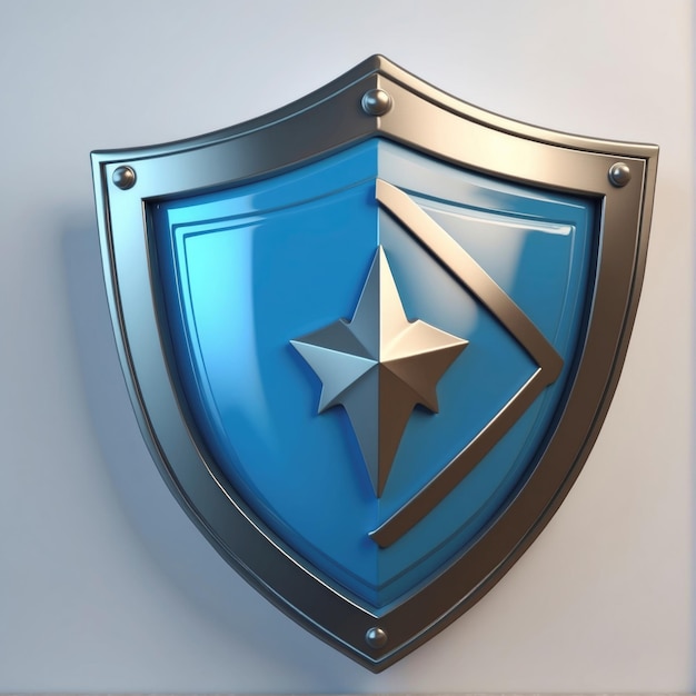 Concept di protezione e sicurezza dello scudo Scudo blu icona 3d rendering 3d