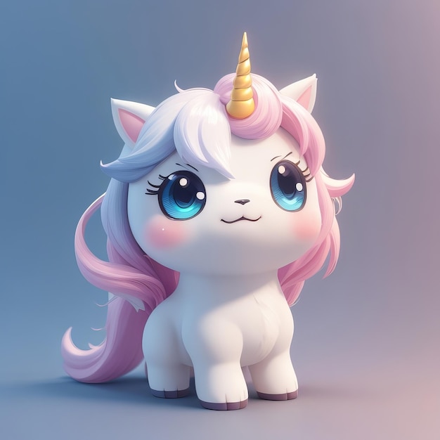 Concept di unicorno 3D carino e piccolo