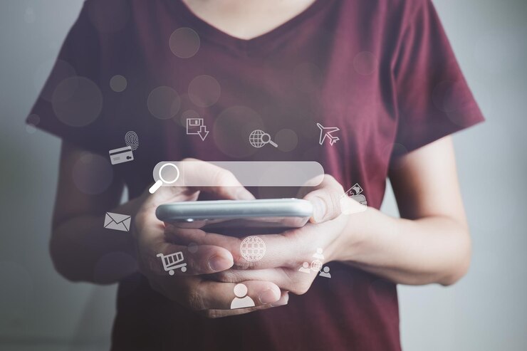 Concept global data connection with internet technology user using smartphone for online transactions by internet technology big data database management cloud computing cashless society