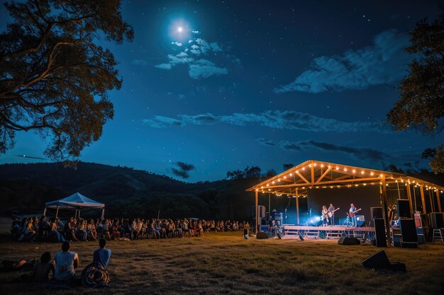 Concerto all'aperto sotto le stelle illuminate dalla luna fotografia