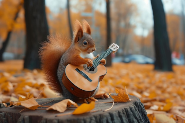 Concerto musicale di chitarra dello scoiattolo