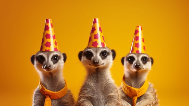 Concetto animale creativo Meerkat in un gruppo vibrante generativo di IA