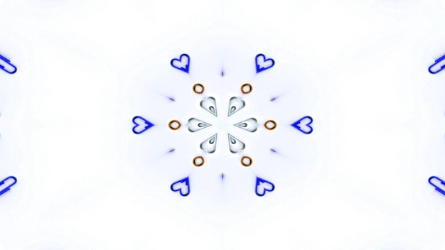 Concetto astratto di numeri e lettere Modello simmetrico Ornamentale decorativo Caleidoscopio Movimento Cerchio geometrico e forme a stella