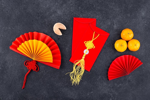 Concetto cinese di nuovo anno con decorazione rossa