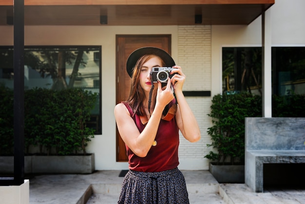 Concetto d&#39;avanguardia di viaggio di Leisure Casual della macchina fotografica del fotografo