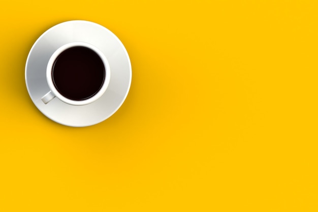 Concetto del caffè di mattina su fondo giallo