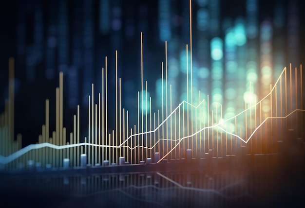 Concetto del diagramma di dati di finanza del grafico di affari di crescita