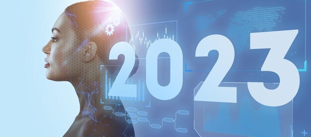 Concetto del nuovo anno 2023 Risultati professionali nel nuovo anno e successo