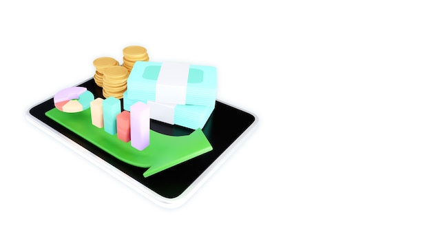 Concetto dell'icona di rimborso cashback e denaro. illustrazione 3D