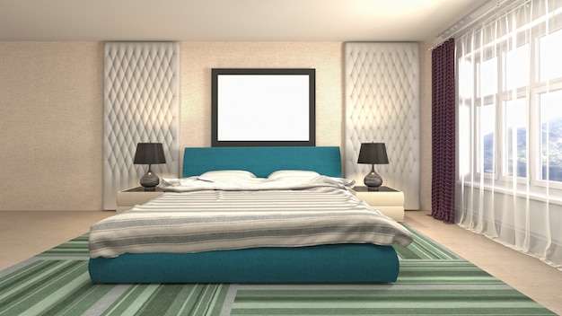 Concetto dell'illustrazione della decorazione interna della camera da letto