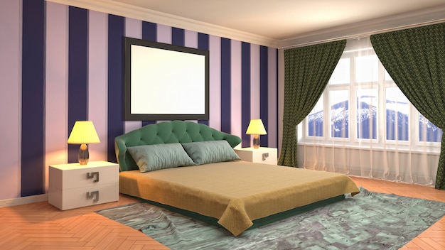Concetto dell'illustrazione della decorazione interna della camera da letto