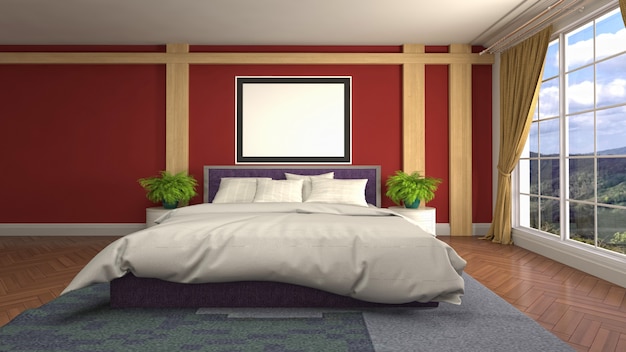 Concetto dell'illustrazione della decorazione interna della camera da letto