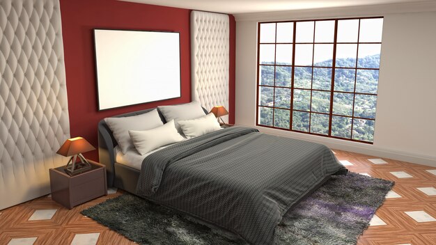 Concetto dell'illustrazione della decorazione interna della camera da letto