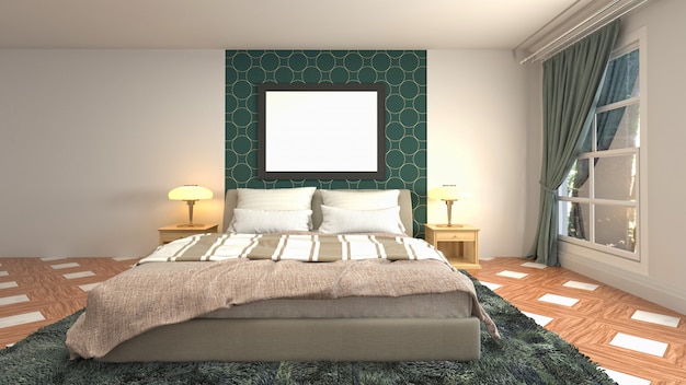 Concetto dell'illustrazione della decorazione interna della camera da letto