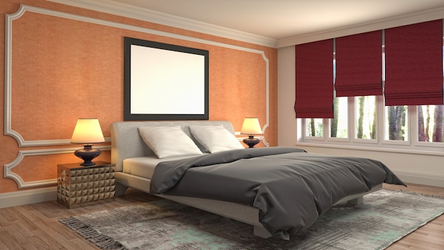 Concetto dell'illustrazione della decorazione interna della camera da letto