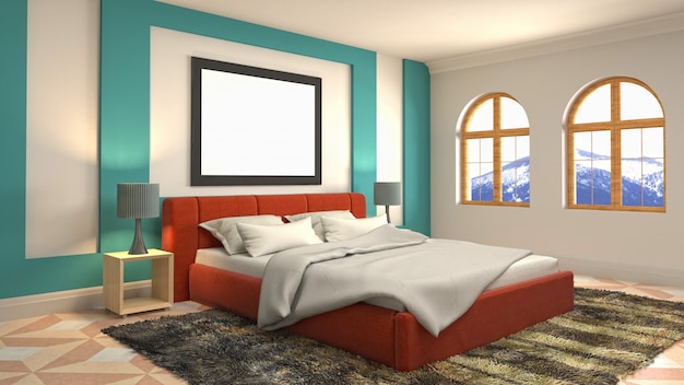 Concetto dell'illustrazione della decorazione interna della camera da letto