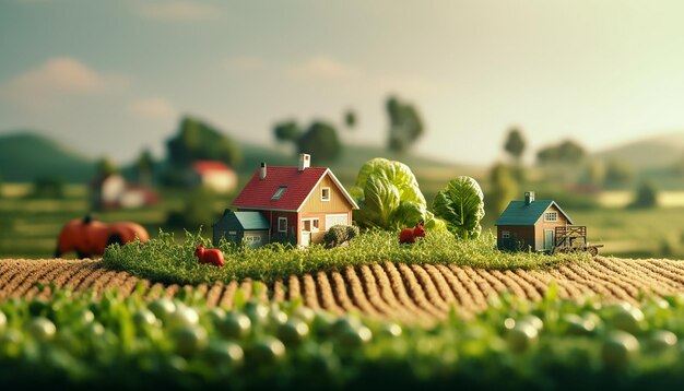 Concetto di agricoltura agricola con oggetti minimi Colori naturali minimalisti