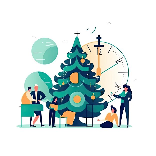 Concetto di albero di Natale Illustrazione vettoriale piatta Attività quotidiane che lavorano su sfondo bianco AI generato