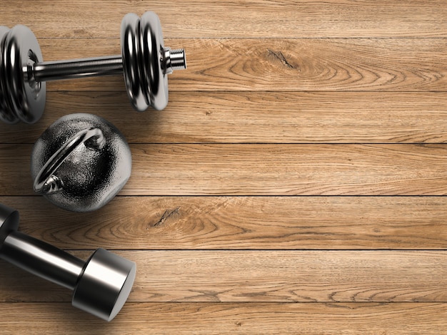 Concetto di allenamento con kettlebell e manubri