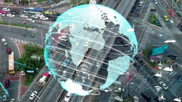 Concetto di alterazione della tecnologia di trasporto intelligente per il futuro controllo del traffico stradale