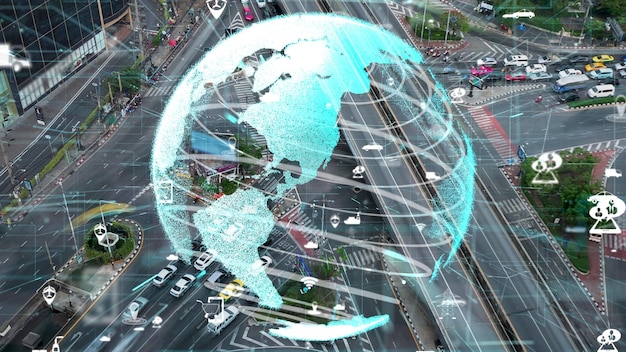 Concetto di alterazione della tecnologia di trasporto intelligente per il futuro controllo del traffico stradale