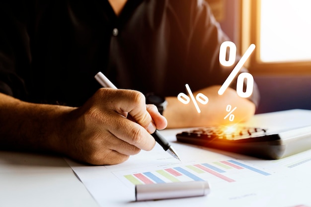 Concetto di analisi dei dati di finanza aziendale e di calcolo percentuale