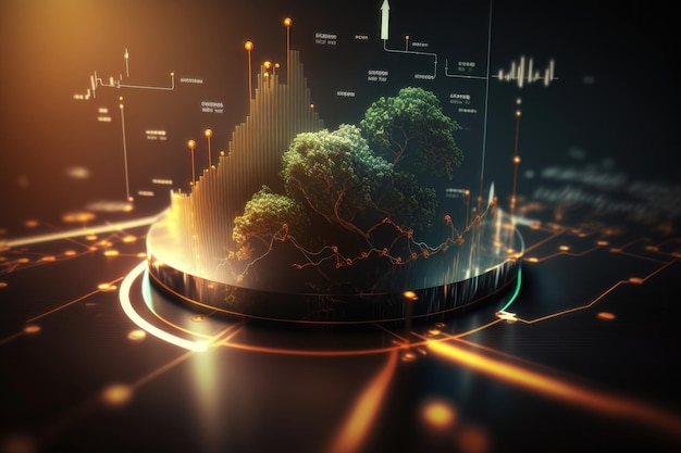 Concetto di analisi del grafico aziendale della strategia di crescita Generazione AI