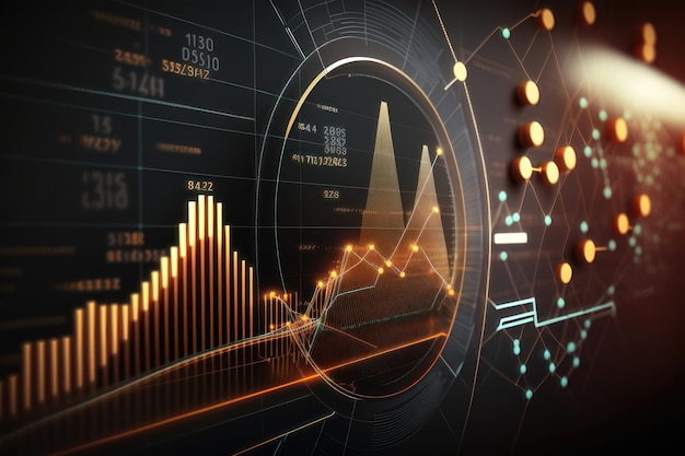 Concetto di analisi del grafico aziendale della strategia di crescita Generazione AI