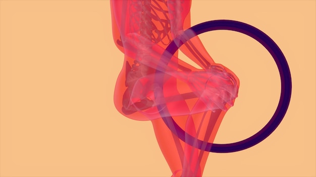 Concetto di anatomia astratta 3D di un dolore al ginocchio