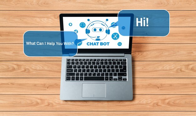 Concetto di applicazione del servizio clienti digitale intelligente AI Chatbot.